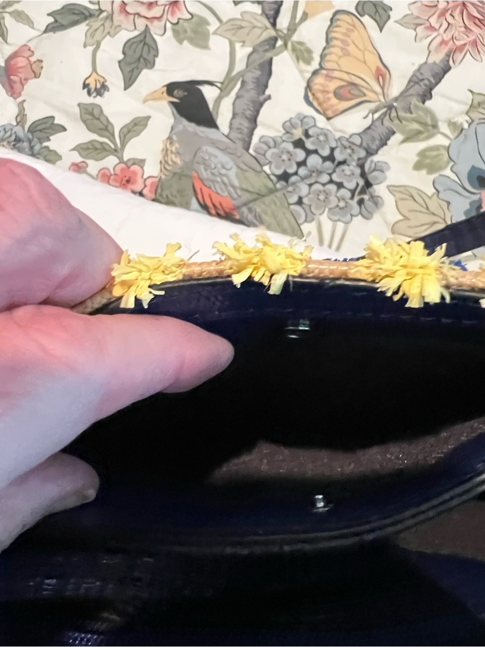 Christian Siriano Yellow, Navy & Coral Textured Tote - Picture 11 of 16